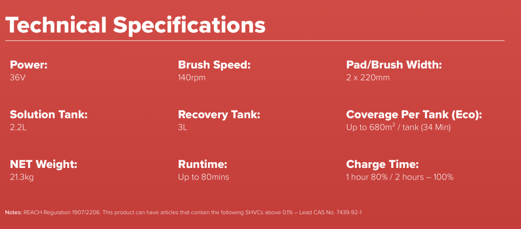 Numatic 244NX-RC Technical Specifications